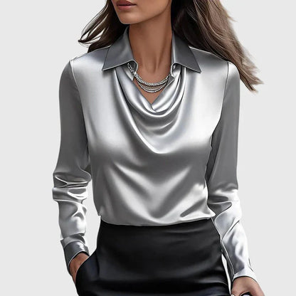 Brooklyn – Elegante blusa de satén brillante