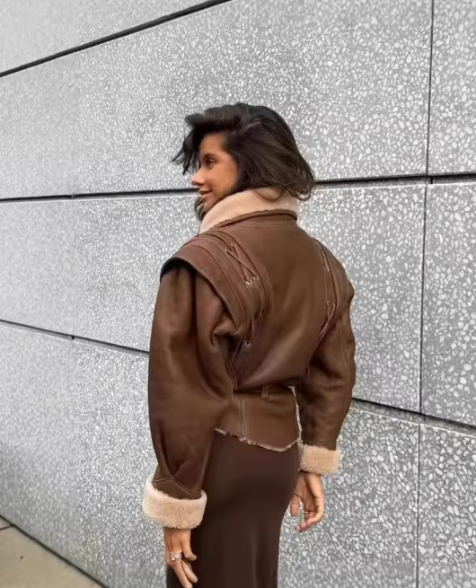 Chaquetas de cuero de felpa cálidas para mujer