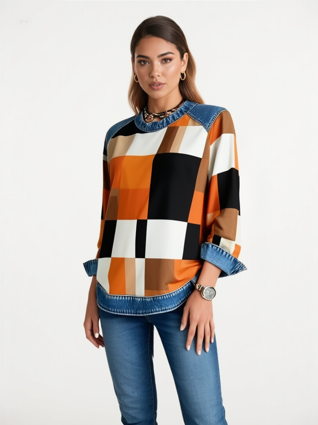 Sudadera Cuadros Contrastados