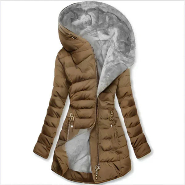 Chaqueta de plumas elegante con capucha extragrande