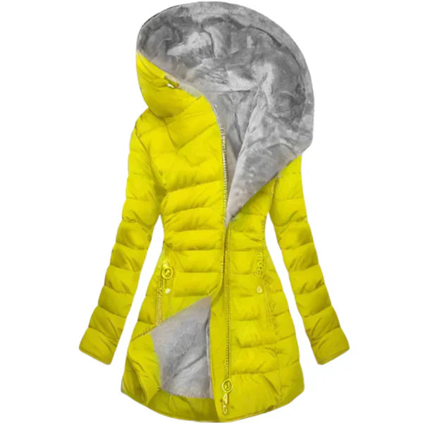 Chaqueta de plumas elegante con capucha extragrande